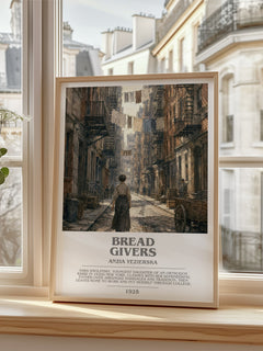 Bread Givers Bookish Wall Art by Anzia Yezierska – framed print by a bright window
