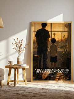 A Heartbreaking Work of Staggering Genius watercolour print in frame leaning in hallway – memoir wall art