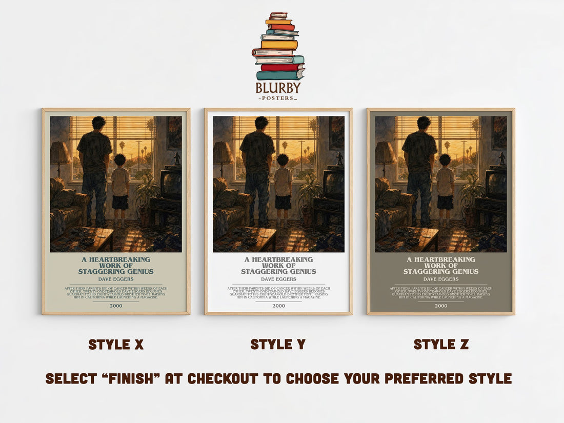 Heartbreaking Work of Staggering Genius Bookish Wall Art by D. Eggers – Style X, Y and Z side by side – choose your finish