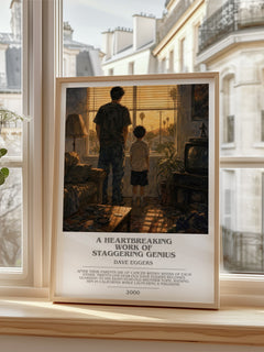 Heartbreaking Work of Staggering Genius Bookish Wall Art by D. Eggers – framed print by a bright window