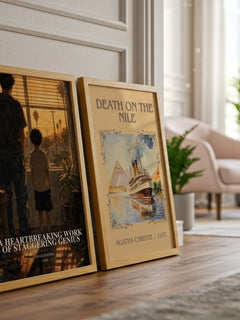 A Heartbreaking Work of Staggering Genius watercolour print framed by window – literary home decor