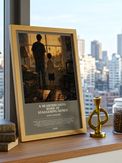 Heartbreaking Work of Staggering Genius Bookish Wall Art by D. Eggers – framed print on a city-view windowsill