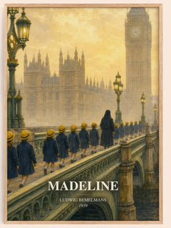 Madeline watercolour book poster by Ludwig Bemelmans – framed literary art print