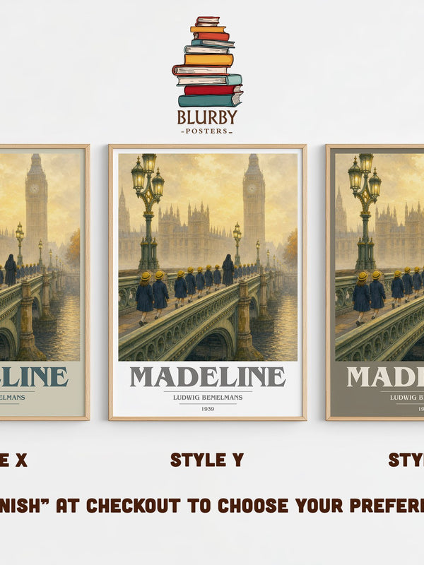 Madeline book cover print in frame leaning in hallway – childrens wall art