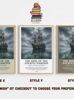 Rime of the Ancient Mariner Bookish Wall Art by S. Coleridge – Style X, Y and Z side by side – choose your finish