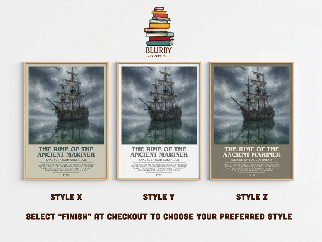Rime of the Ancient Mariner Bookish Wall Art by S. Coleridge – Style X, Y and Z side by side – choose your finish