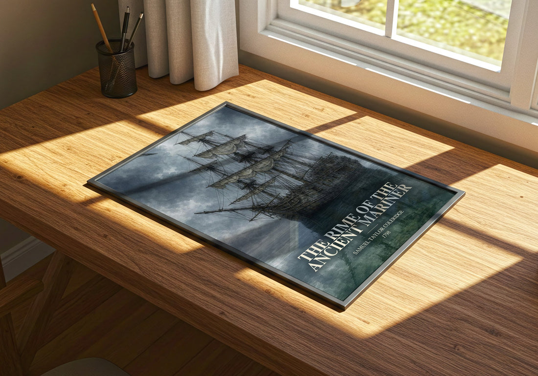 The Rime of the Ancient Mariner watercolour book poster framed on wall – poetry wall art