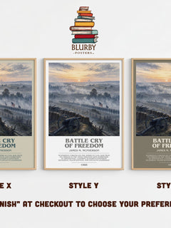 Battle Cry of Freedom Bookish Wall Art by James M. McPherson – Style X, Y and Z side by side – choose your finish