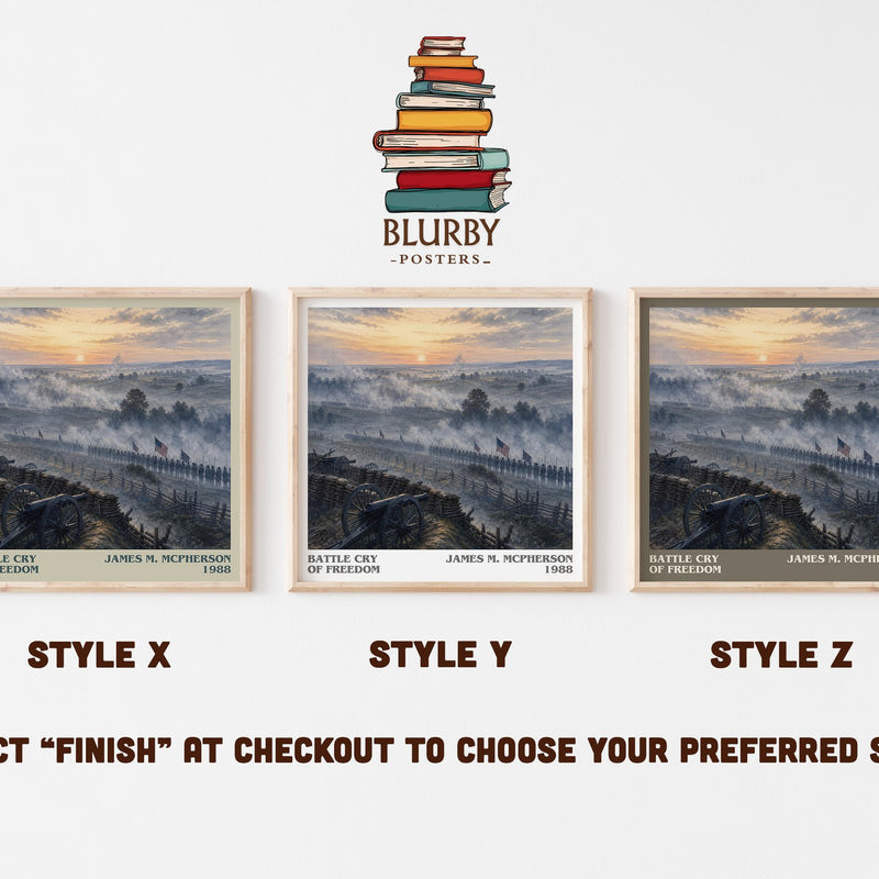 Battle Cry of Freedom literary print in frame leaning in hallway – non fiction wall art