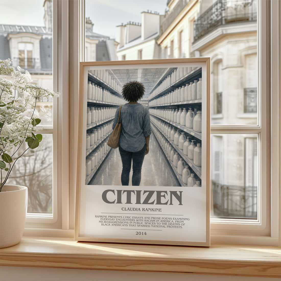 Citizen Bookish Wall Art by Claudia Rankine – framed print by a bright window