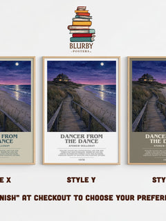 Dancer From The Dance Bookish Wall Art by Andrew Holleran – Style X, Y and Z side by side – choose your finish