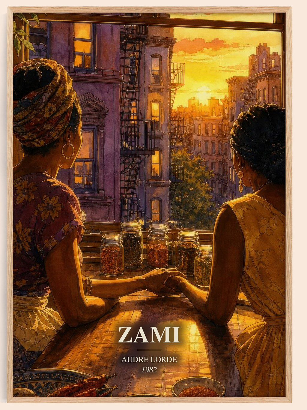 Zami watercolour book poster by Audre Lorde – framed literary art print