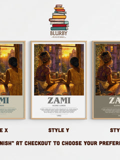 Zami Bookish Wall Art by Audre Lorde – Style X, Y and Z side by side – choose your finish