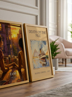 Zami watercolour print framed by window – literary home decor