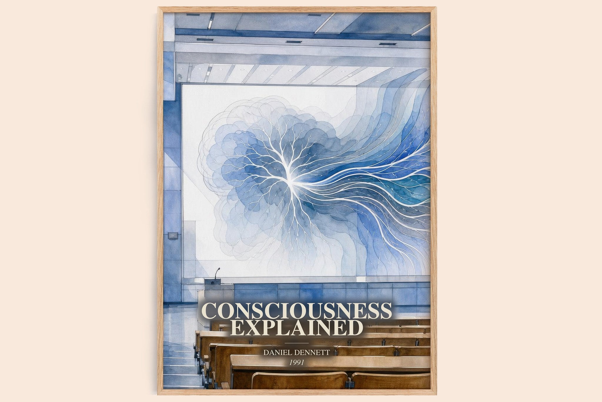 Consciousness Explained Book Watercolour Illustration by D. Dennett