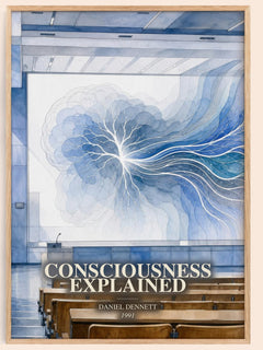 Consciousness Explained watercolour book poster by Daniel Dennett – framed literary art print