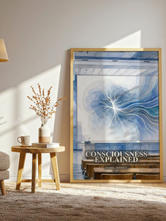 Consciousness Explained watercolour print in frame leaning in hallway – philosophy wall art