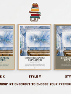 Consciousness Explained Bookish Wall Art by Daniel Dennett – Style X, Y and Z side by side – choose your finish
