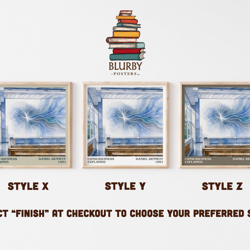 Consciousness Explained literary print in frame leaning in hallway – philosophy wall art