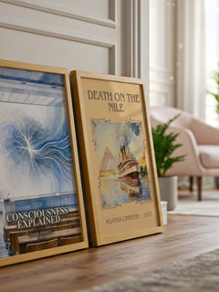 Consciousness Explained watercolour print framed by window – literary home decor