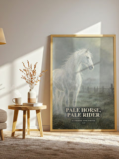 Pale Horse, Pale Rider watercolour print in frame leaning in hallway – literary fiction wall art