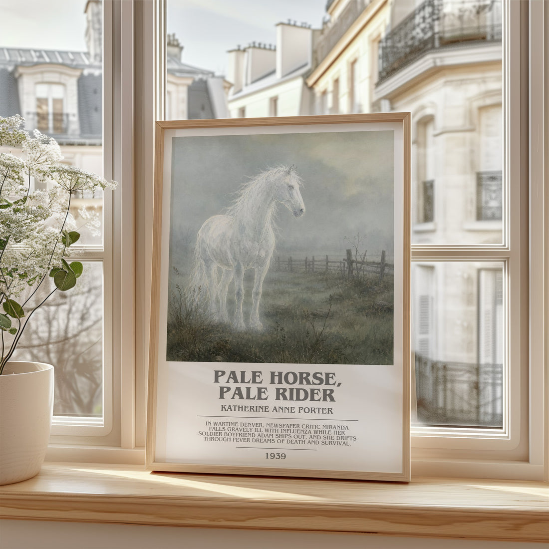 Pale Horse, Pale Rider Bookish Wall Art by Katherine Anne Porter – framed print by a bright window