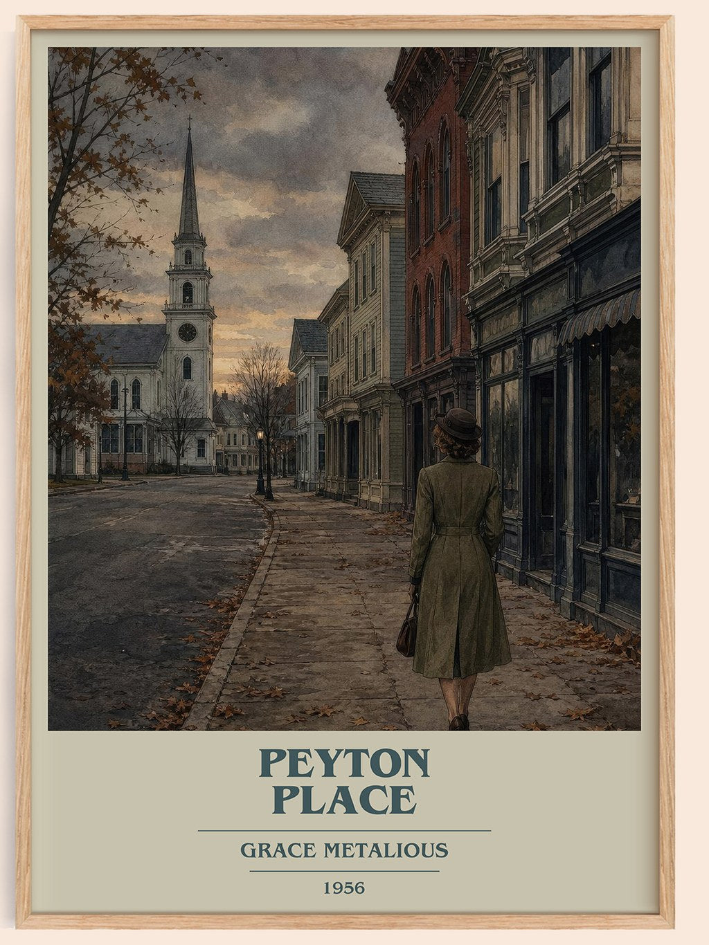 Peyton Place book cover book poster by Grace Metalious – framed literary art print