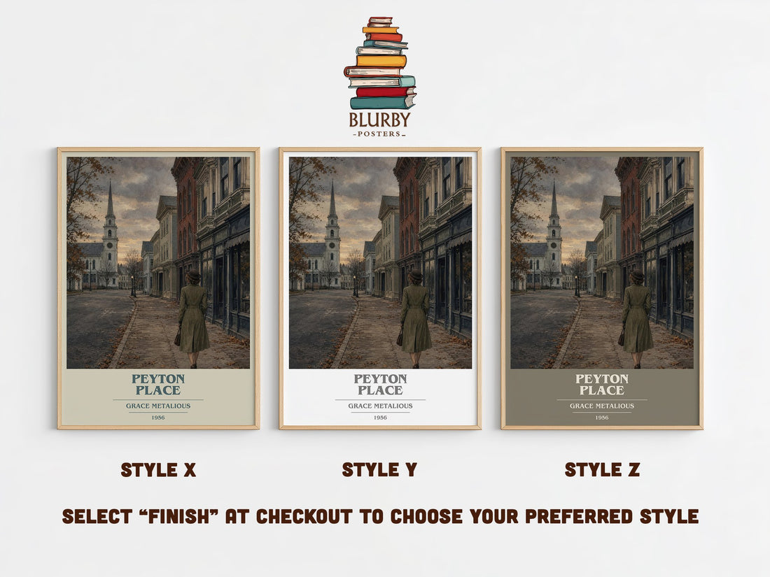Peyton Place book cover print in frame leaning in hallway – literary fiction wall art (mockup)