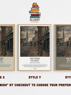 Peyton Place Bookish Wall Art by Grace Metalious – Style X, Y and Z side by side – choose your finish