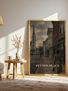 Peyton Place watercolour print in frame leaning in hallway – literary fiction wall art