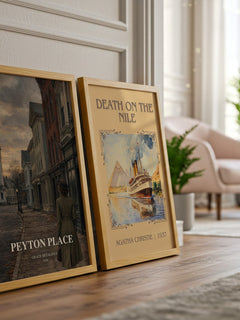 Peyton Place watercolour print framed by window – literary home decor