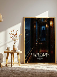 From Russia with Love watercolour print in frame leaning in hallway – thriller wall art