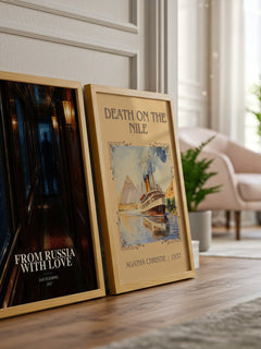 From Russia with Love watercolour print framed by window – literary home decor