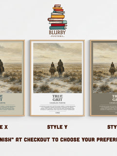 True Grit Bookish Wall Art by Charles Portis – Style X, Y and Z side by side – choose your finish