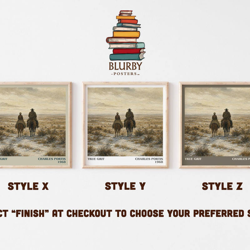 True Grit literary print in frame leaning in hallway – adventure wall art