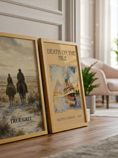 True Grit watercolour print framed by window – literary home decor