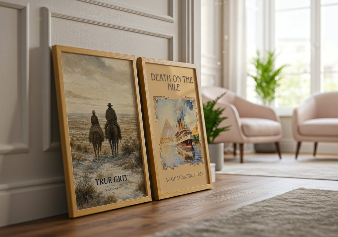 True Grit watercolour print framed by window – literary home decor