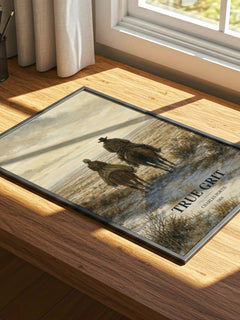 True Grit watercolour book poster framed on wall – adventure wall art