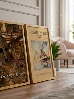 1066 And All That watercolour print framed by window – literary home decor