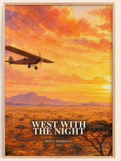 West With the Night watercolour book poster by Beryl Markham – framed literary art print