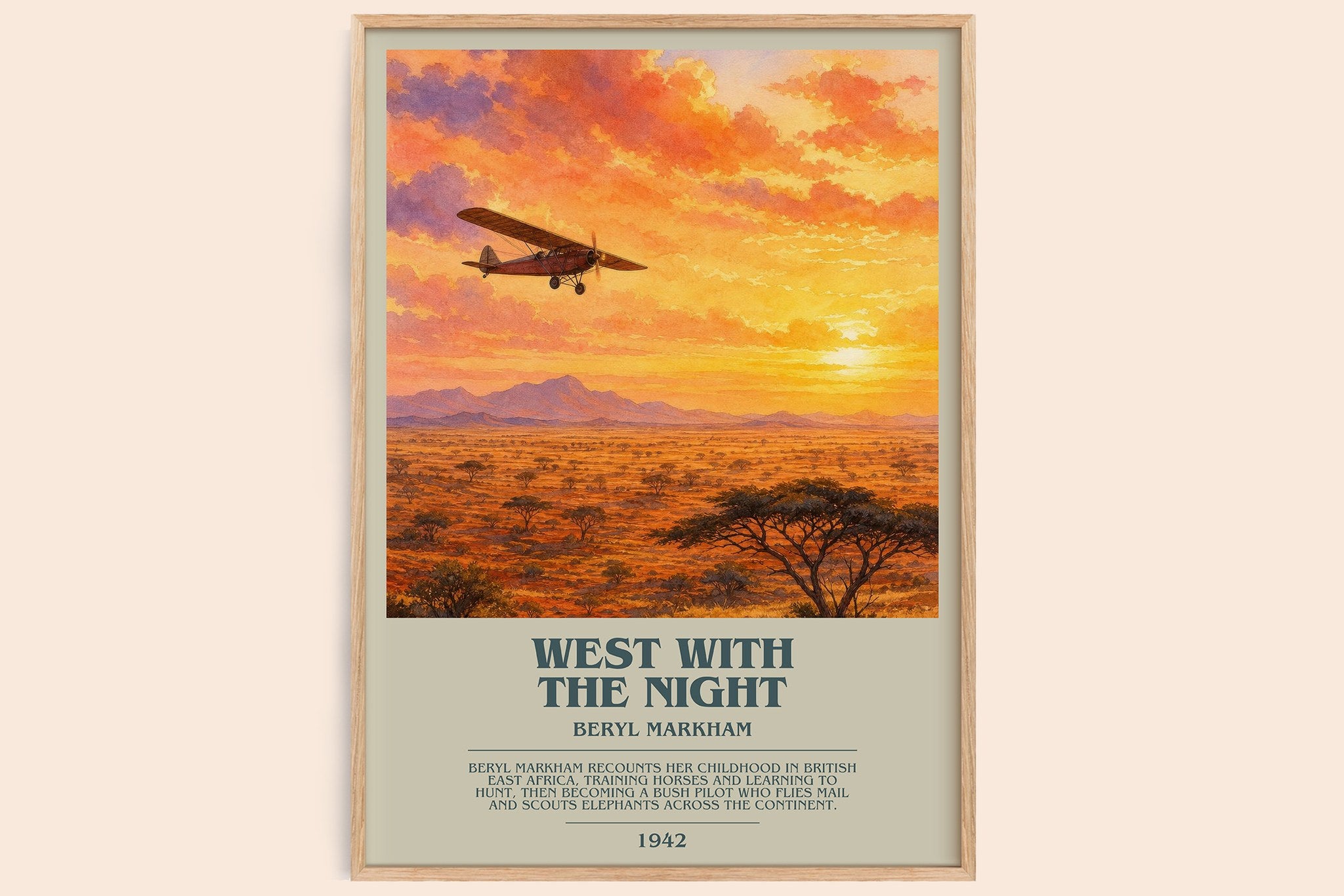 West With the Night Bookish Wall Art by Beryl Markham