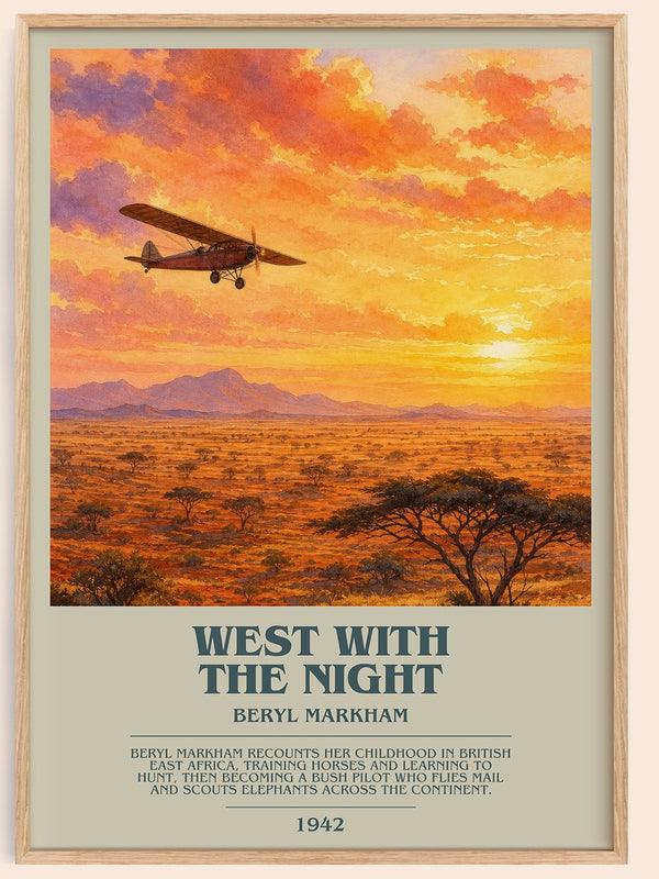 West With the Night Bookish Wall Art by Beryl Markham – framed poster