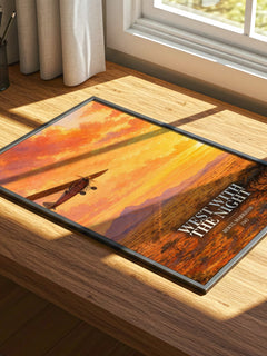 West With the Night watercolour book poster framed on wall – memoir wall art