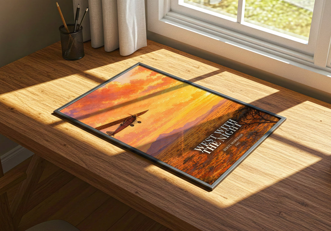 West With the Night watercolour book poster framed on wall – memoir wall art