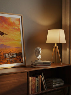 West With the Night watercolour print on bookshelf – Beryl Markham fan gift