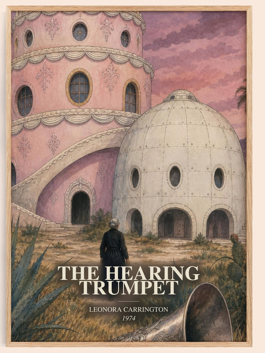 The Hearing Trumpet watercolour book poster by Leonora Carrington – framed literary art print