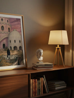 The Hearing Trumpet watercolour print on bookshelf – Leonora Carrington fan gift