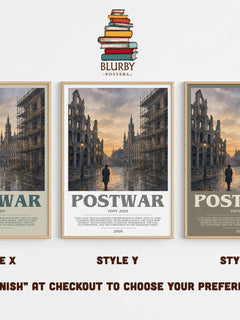 Postwar Bookish Wall Art by Tony Judt – Style X, Y and Z side by side – choose your finish