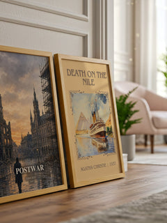 Postwar watercolour print framed by window – literary home decor
