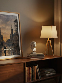 Postwar watercolour print on bookshelf – Tony Judt fan gift